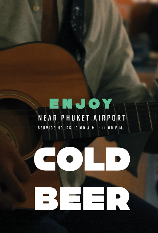 Enjoy cold beer at Midway Cafe restaurant near Phuket Airport