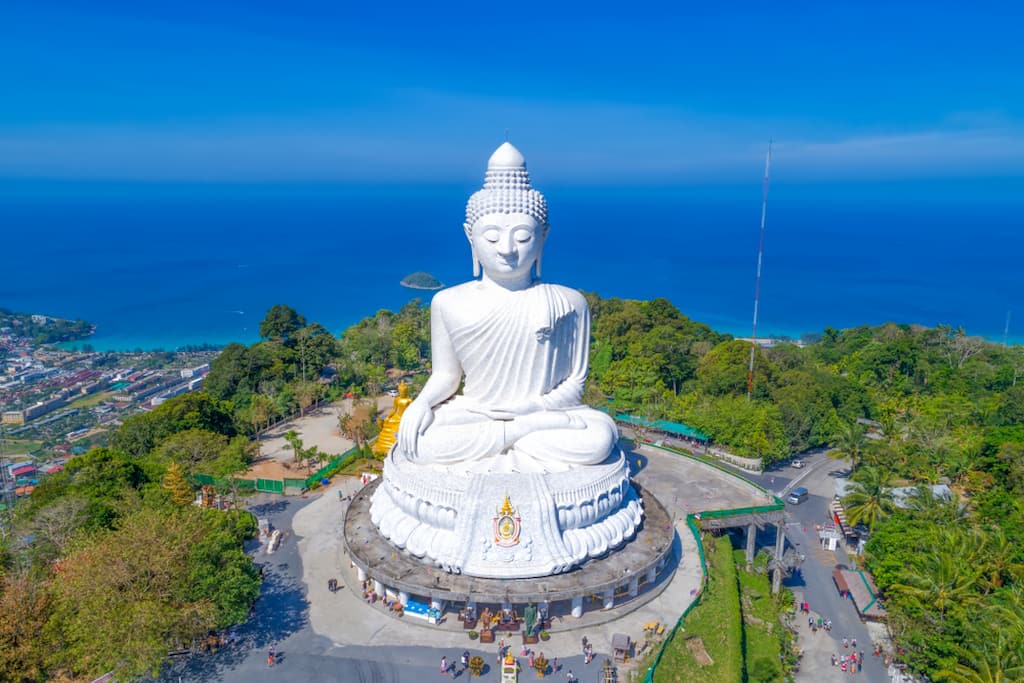 Aerial view of the Big Buddha in Phuket near Kata Noi hotel